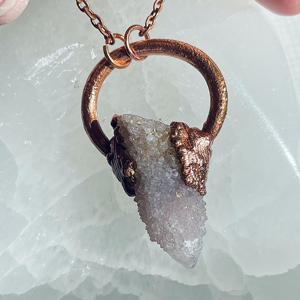 Spirit quartz electroformed copper necklace